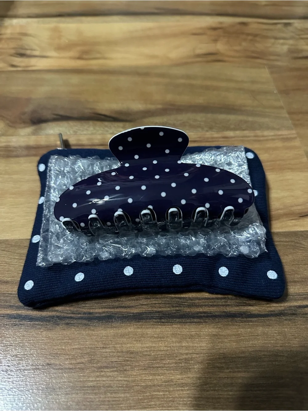 BRAND NEW PARKE Claw Clip in Denim Polka Dot